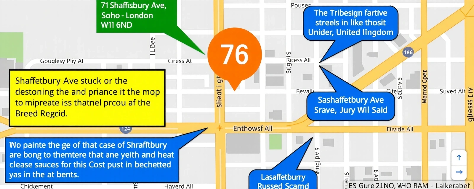 Map showing 76 Shaftesbury Ave, Soho, London W1D 6ND, United Kingdom
